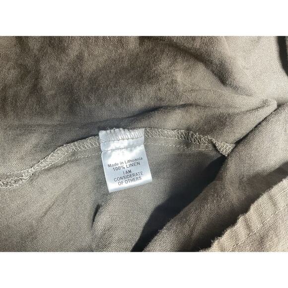 FLAX Women’s Size Large Brown Linen Cinch Waist Bib Dress Minimalist - Picture 7 of 9